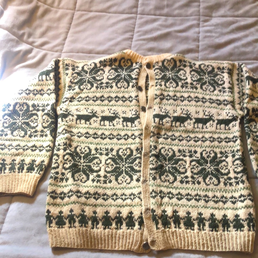Vintage Handknit Norwegian Wool Cardigan - Husfliden Stavanger - matchin…